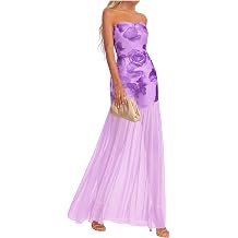 KIRUNDO Wedding Guest Dresses for Women 2026 Summer Strapless Bodycon Floral Maxi Mesh Tulle Hem Cocktail Party Formal Dress