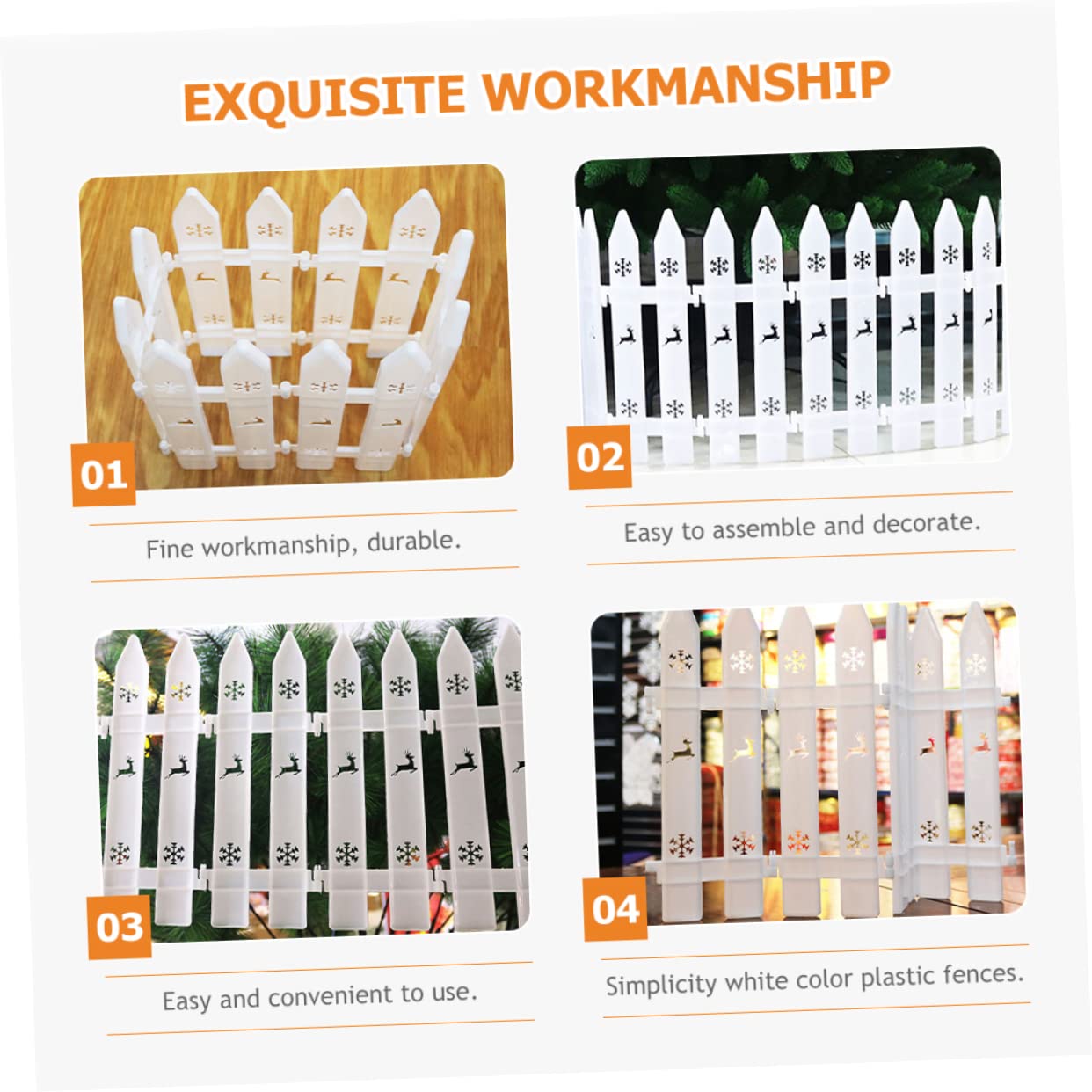 MAGICLULU 2 Sätze Der Zaun Weihnachtsdeko Christmas Tree Fence Christmas Dekoration Garten Spaliere Weihnachten Grenze Weihnachtsfeier Liefert Freigabe Gartenzaun Plastik Weiß 30 Stück * 2