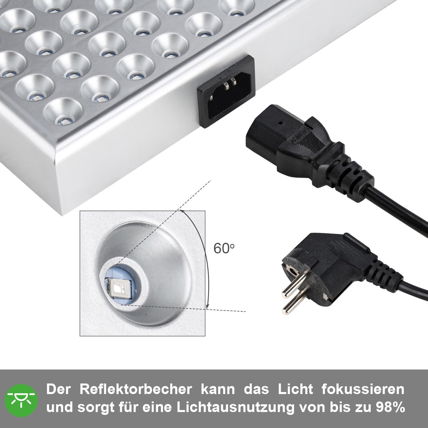 Lampa LED do uprawy roślin 2 x 15 W, pełne spektrum, 225 czerwona i niebieska lampa LED do uprawy roślin pokojowych, warzyw, kwiatów, hydroponiki [klasa energetyczna F]