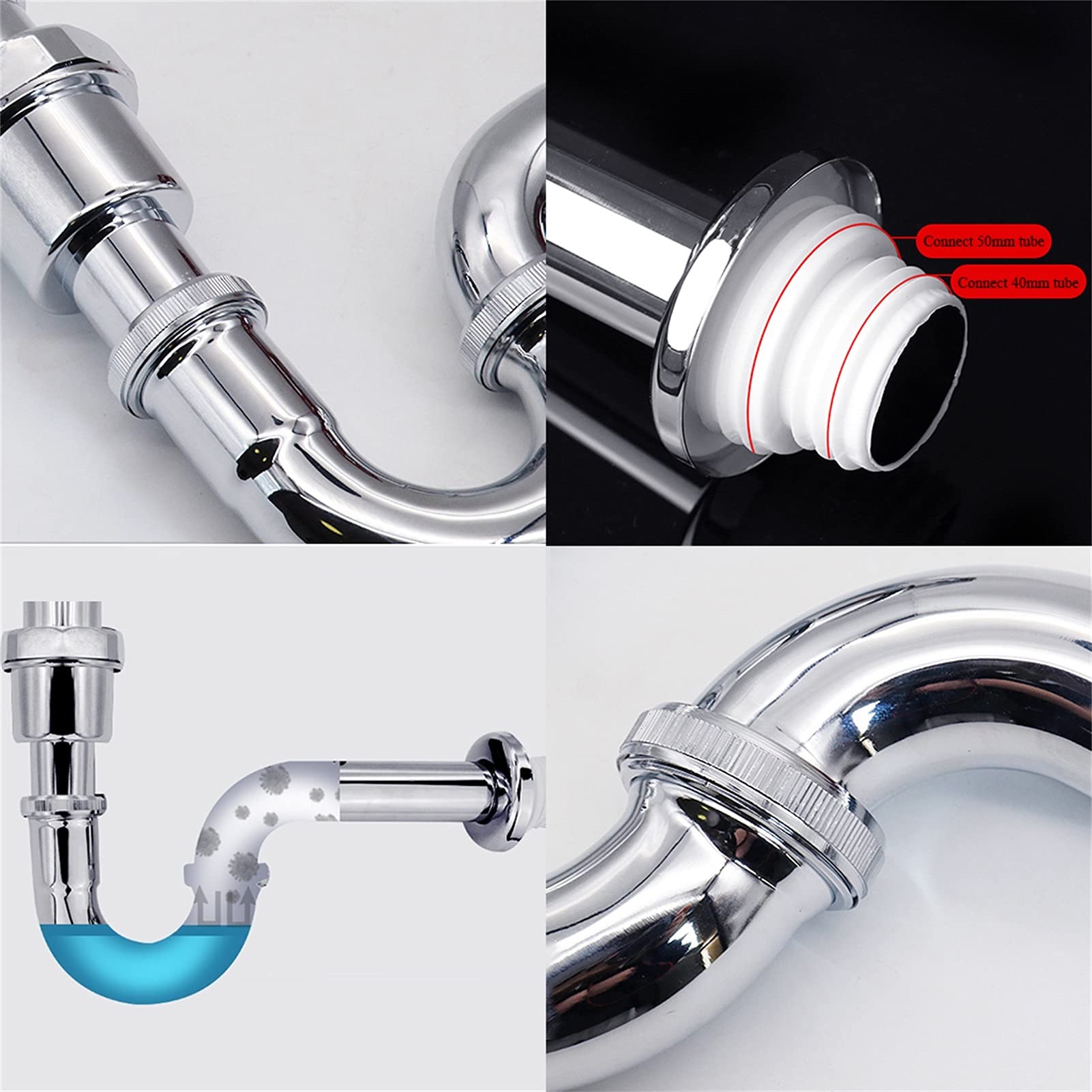 AnSafe Trampa de Botella, Antiolor Antibloqueo Accesorios para fregaderos Ajustable Pared Tubo de desagüe Fácil de Instalar (Color : A)
