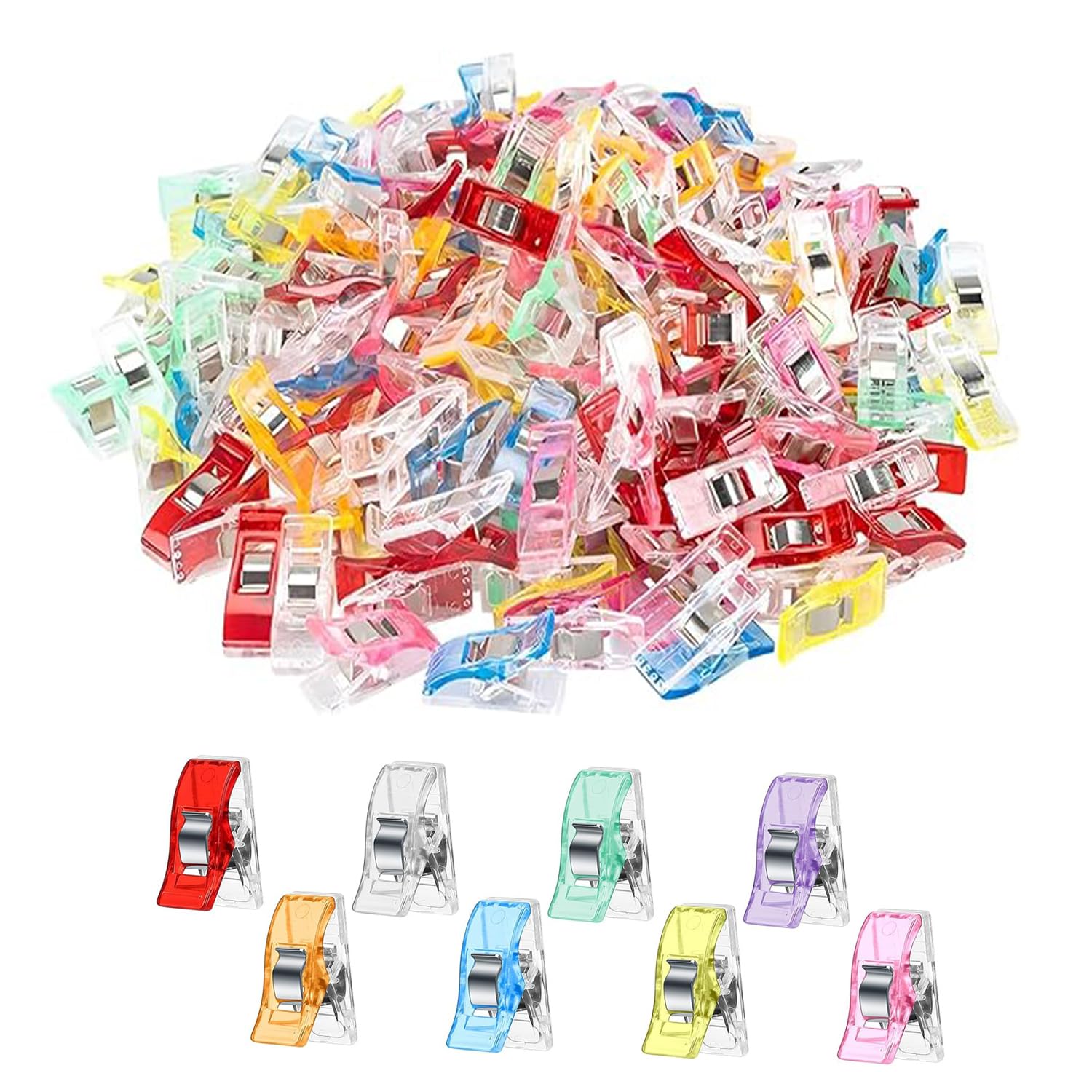 60 Stück Nähklammern,Stoffklammern Mehrfarbig,Nähzubehör für Quilting DIY | Farbige Nähclips aus Kunststoff,Robust,Wiederverwendbar,Rutschfest,Ideal zum Fixieren von Stoff,Patchwork,Quilting und Nähen
