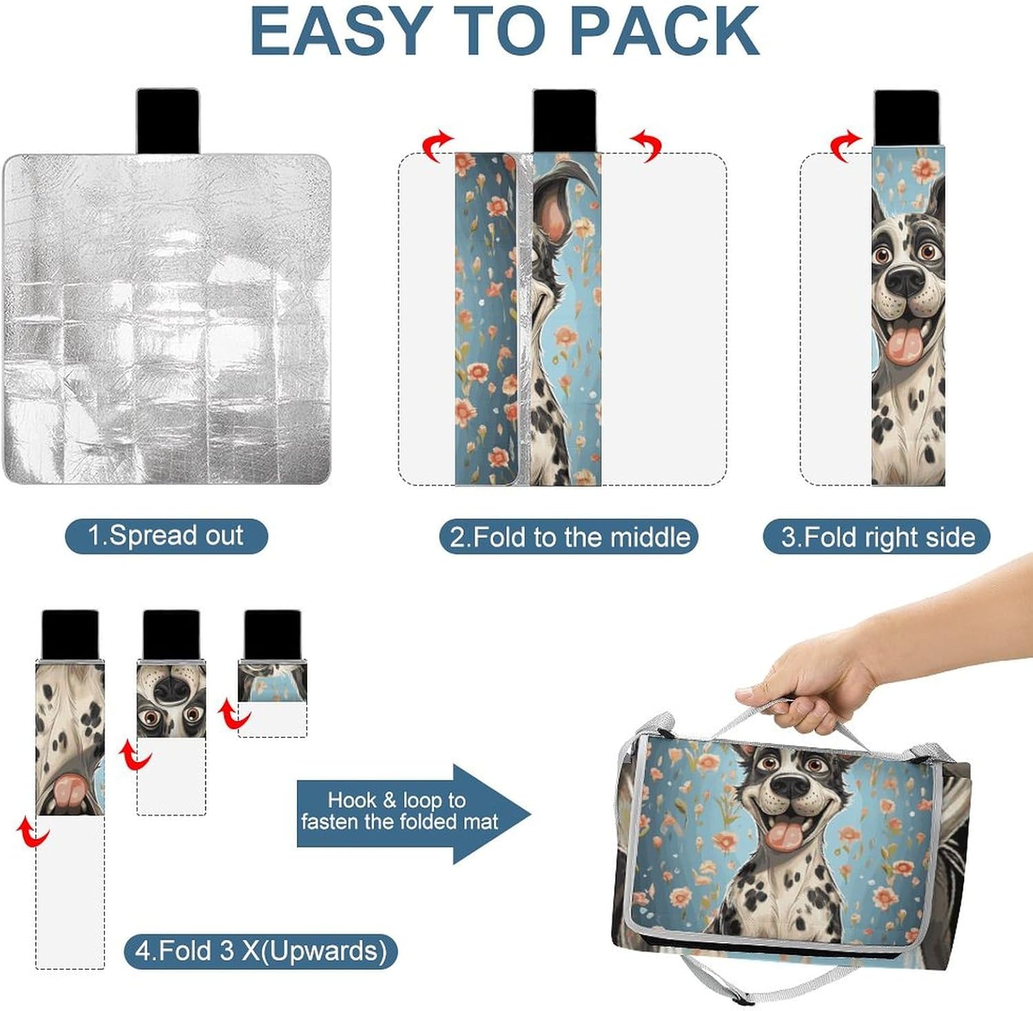 Outdoor Picnic Blanket Extra Large Beach Blanket Waterproof Picnic Mat Fun Dogs Camping Blanket Portable with Carry Strap Park Blanket for Grass Camping Park