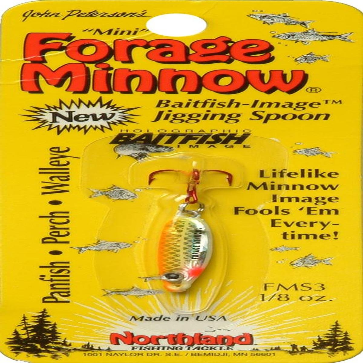 Northland Tackle FMS3-24 Forage Minnow Jig'n Spoon, 1/8-Ounce, Super-Glow Chub