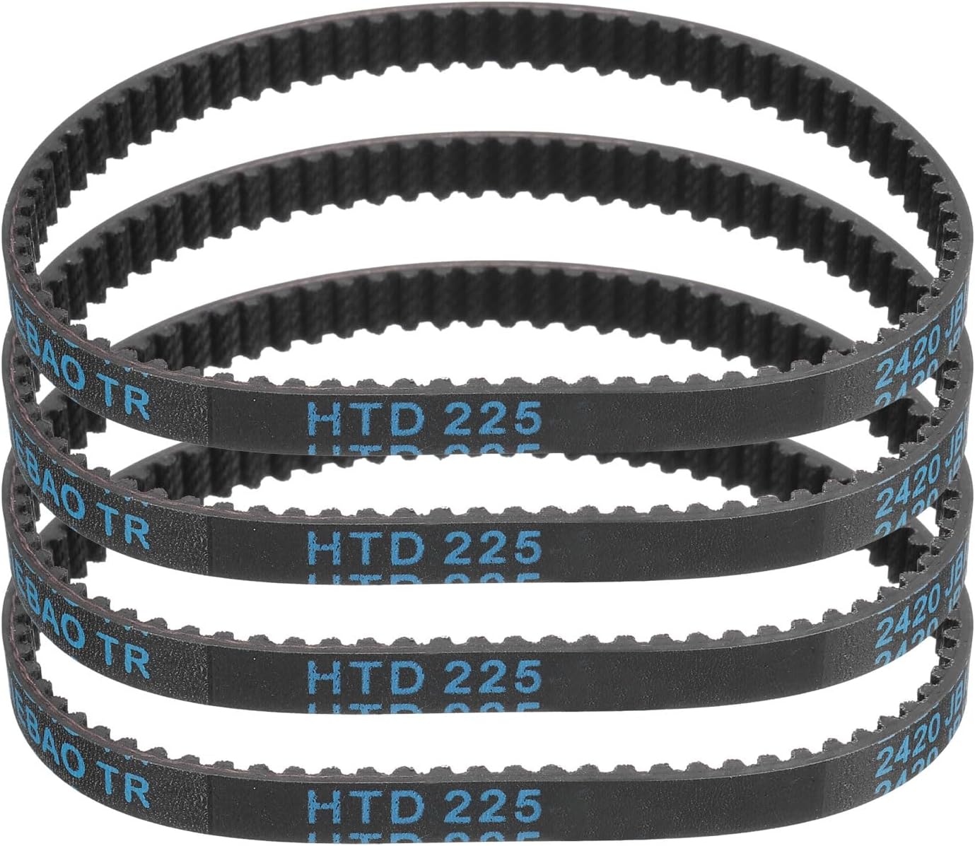 4pcs HTD-3M Rubber Timing Belt 75 Teeth, 225mm Pitch Length x 6mm Width x 2.4mm Height, Closed Loop Pulley Timing Belt
