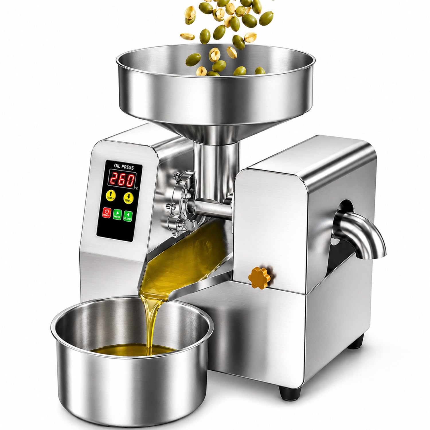 Macchina per Olio, Oil Press, Pressa per Olio, Spremi Olive, Frantoio Olive | 5-9Kg/H, Doppie Modalità Di Estrazione Dell'Olio, Funzione Di Inversione Automatica, Regolabile 40–300°C, Per Semi Oleosi