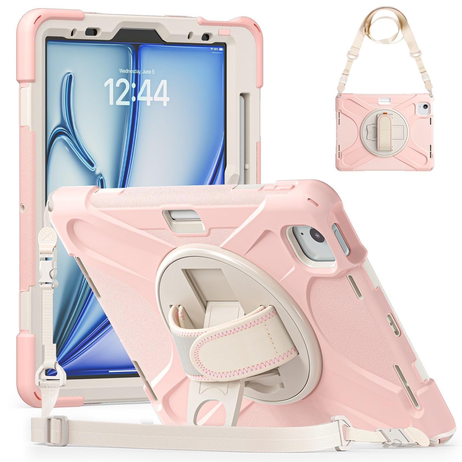 Coque iPad Air 11 M2 robuste rose pour éviter les bris d'écran - 8
