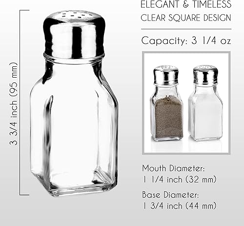 Miniatura 6 de Juego de salero y pimentero, diseño transparente para el hogar y la cocina con tapas de acero inoxidable