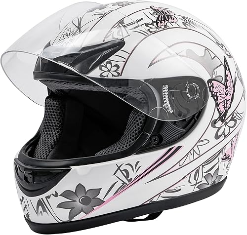 Miniatura 7 de SLMOTO - Casco de motocicleta aprobado por el DOT, para adultos, tapa abatible que cubre la cara completa, diseño de mariposa rosa y negro, casco