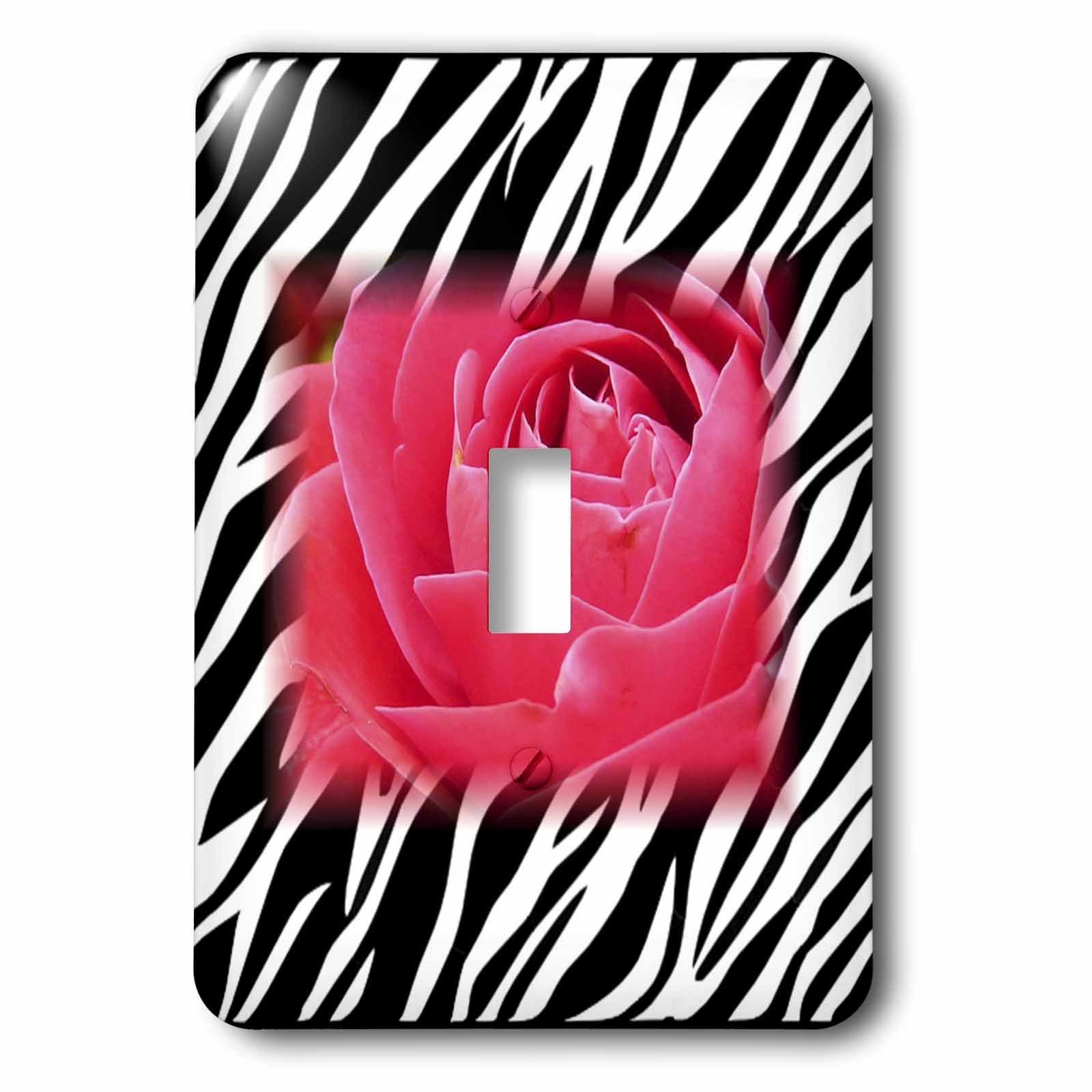 Interrupteur à baïonnette 3dRose LSP_54173_1 décoration rose rose et zèbre