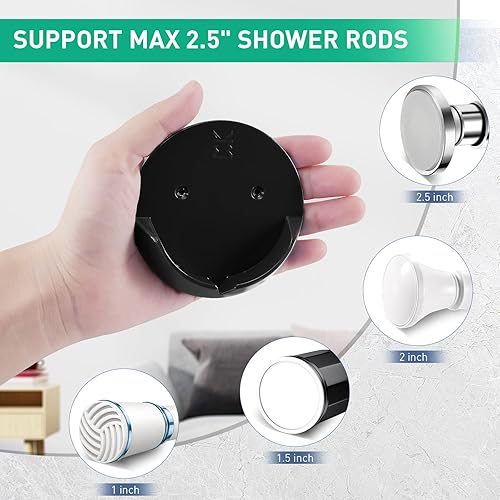 Miniatura 2 de Kitosun - Soporte adhesivo para barra de cortina de ducha para pared, soporte profundo de 35 con cinta para montaje rápido sin taladrar y tornillos