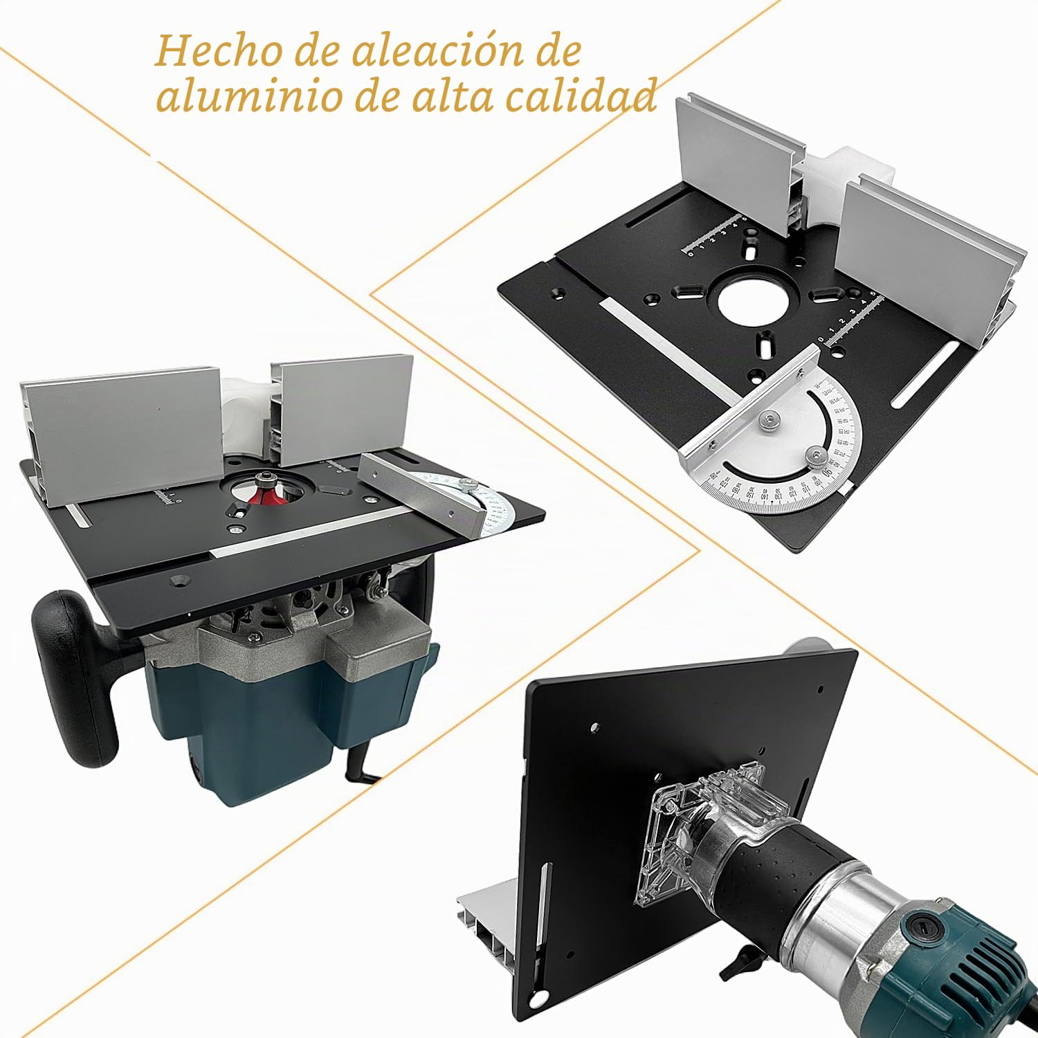 Mesa Fresadora para Madera Aluminio, Kit de Sistema de Elevación de Mesa Para Fresadora, Sujeción de 4 Mordazas, Router Table Lfit para Carpintería, Ranurado y Recorte, Cortar Espigas y Biselado