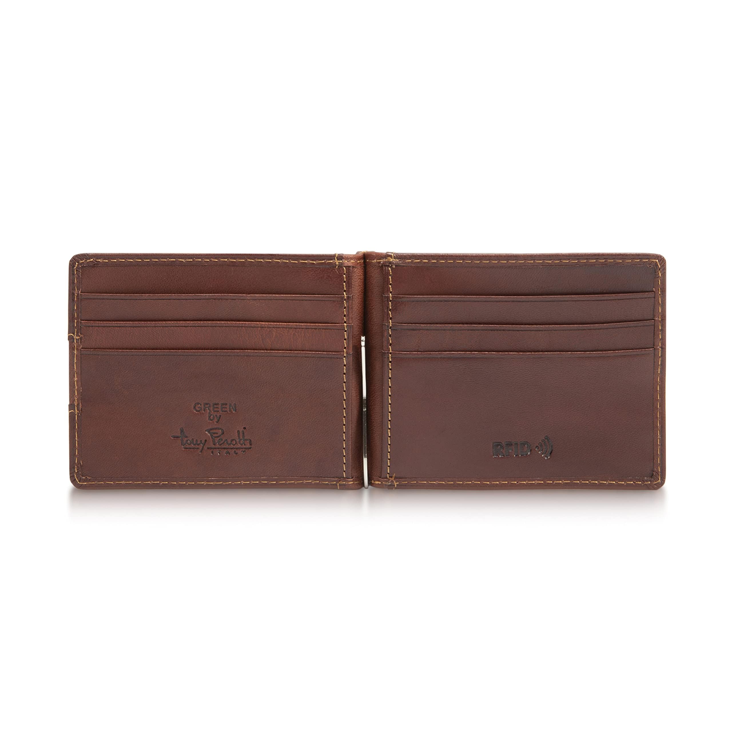 Italian Leather Money Clip Wallet for Men - Bifold Ultra Slim RFID Wallet With Credit Card Slots and ID - Eco-Friendly Tanned Full Grain Made in Italy