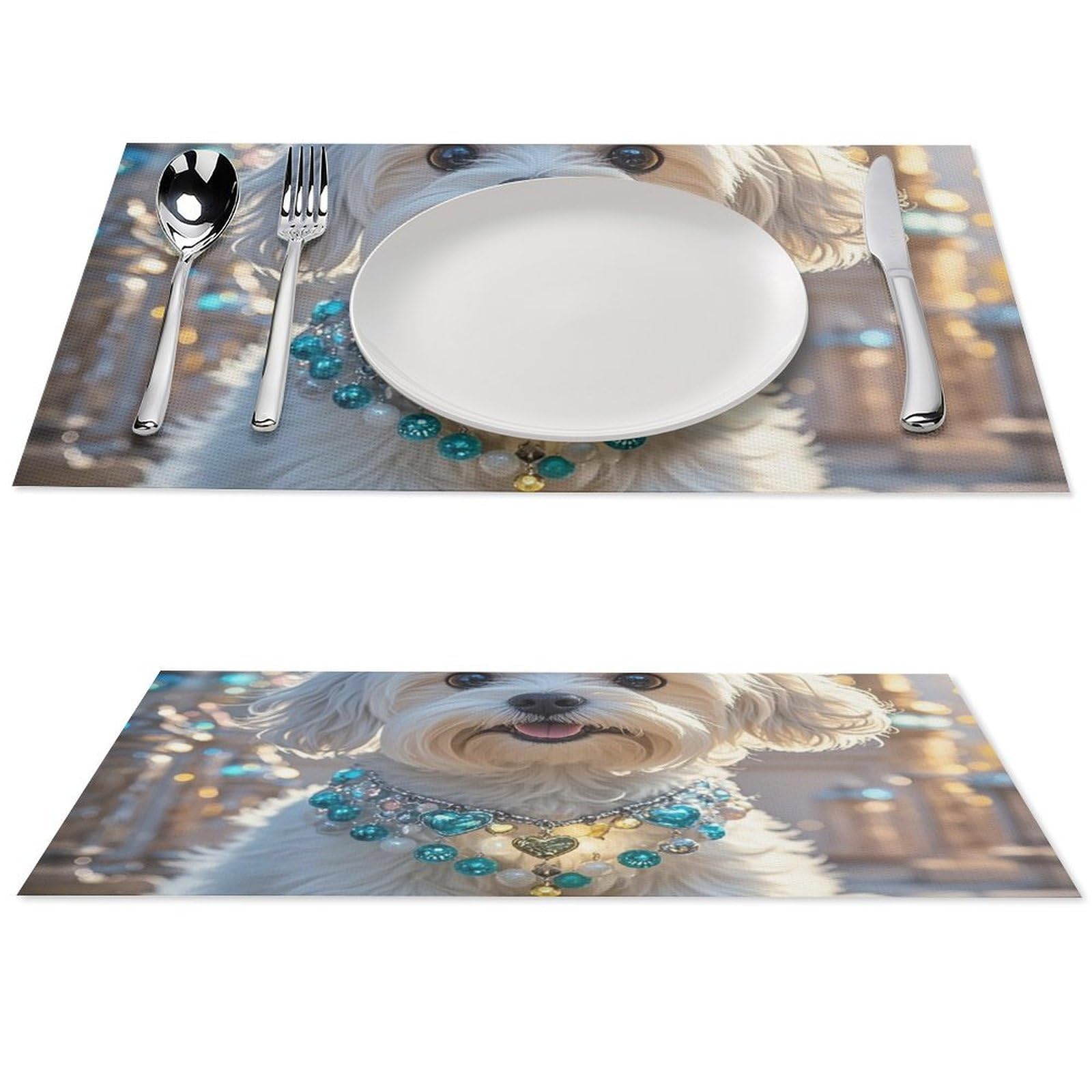Set de table pour table à manger au motif chien maltais