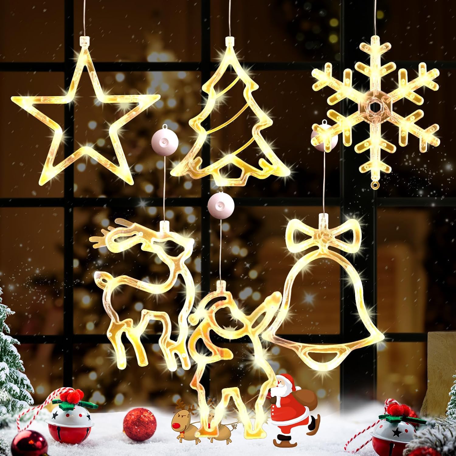 Amazon.co.jp: クリスマス 飾り 吸盤式 ledイルミネーションライト かわいい 電池式 クリスマス 飾り付け デコレーション