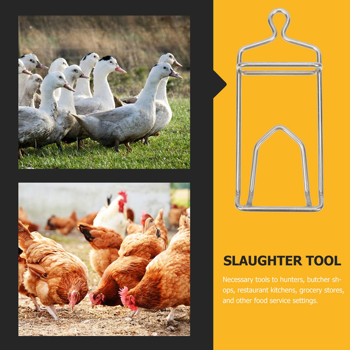 Edelstahl Fleischerhaken Hühneraufhänger Brathähnchen Haken Einschneidiger Fleischaufhänger für Geflügel Schlachtung und Trocknung