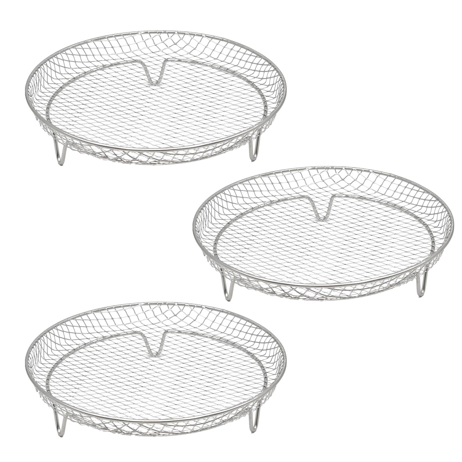 3 estantes para freidora de aire, estantes apilables de acero inoxidable 304, aptos para horno de freidora de aire de 4.2 cuartos de galón a 5.8 cuartos (redondo)