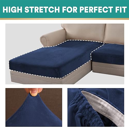 Vista 174 de OKYUK Fundas de sofá seccional en forma de L, 3 piezas, fundas de cojín para sofá seccional de terciopelo en forma de L, fundas elásticas para sofá