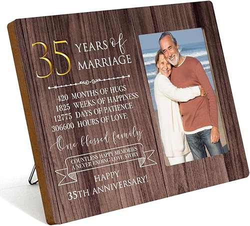 Marco de fotos de 35 aniversario, 35 aniversario de boda para ella, él, pareja, marido, esposa, feliz 35 aniversario, decoraciones para pared,