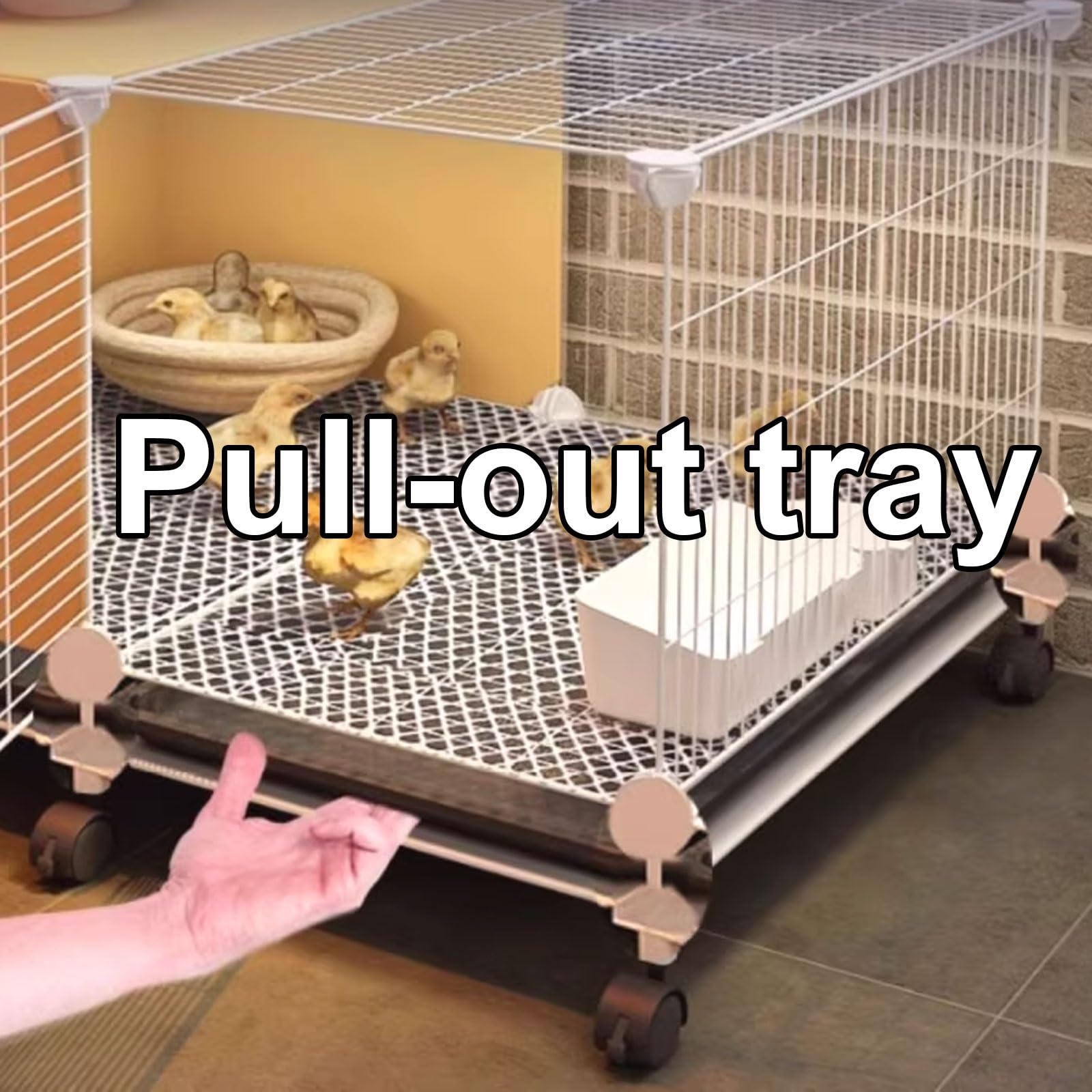 Amazon | ポータブル鶏小屋 360°回転ホイール付き、屋根付きチキン