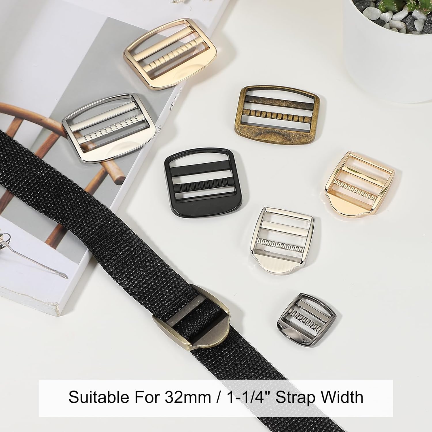 PATIKIL Ladder Lock Buckle Slider, Zinc Alloy Adjustable Webbing Strap Release Buckles Belt Tri-Glide for Backpack Sewing - Image 4