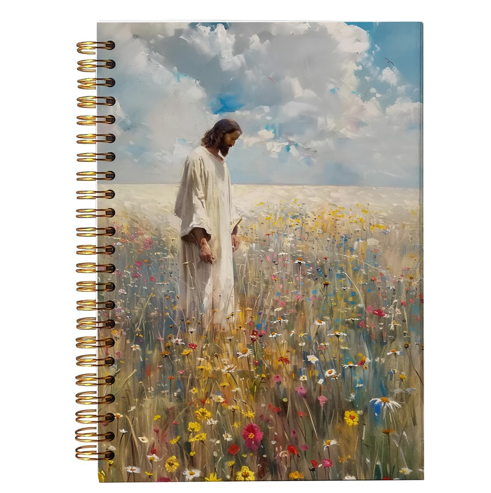 bitCNY Wildflower Christian Jesus Spiral Notebook, Religious Jesus Journal, Prayer Journal for Woman, Christian Gifts for Women, Bible Journaling