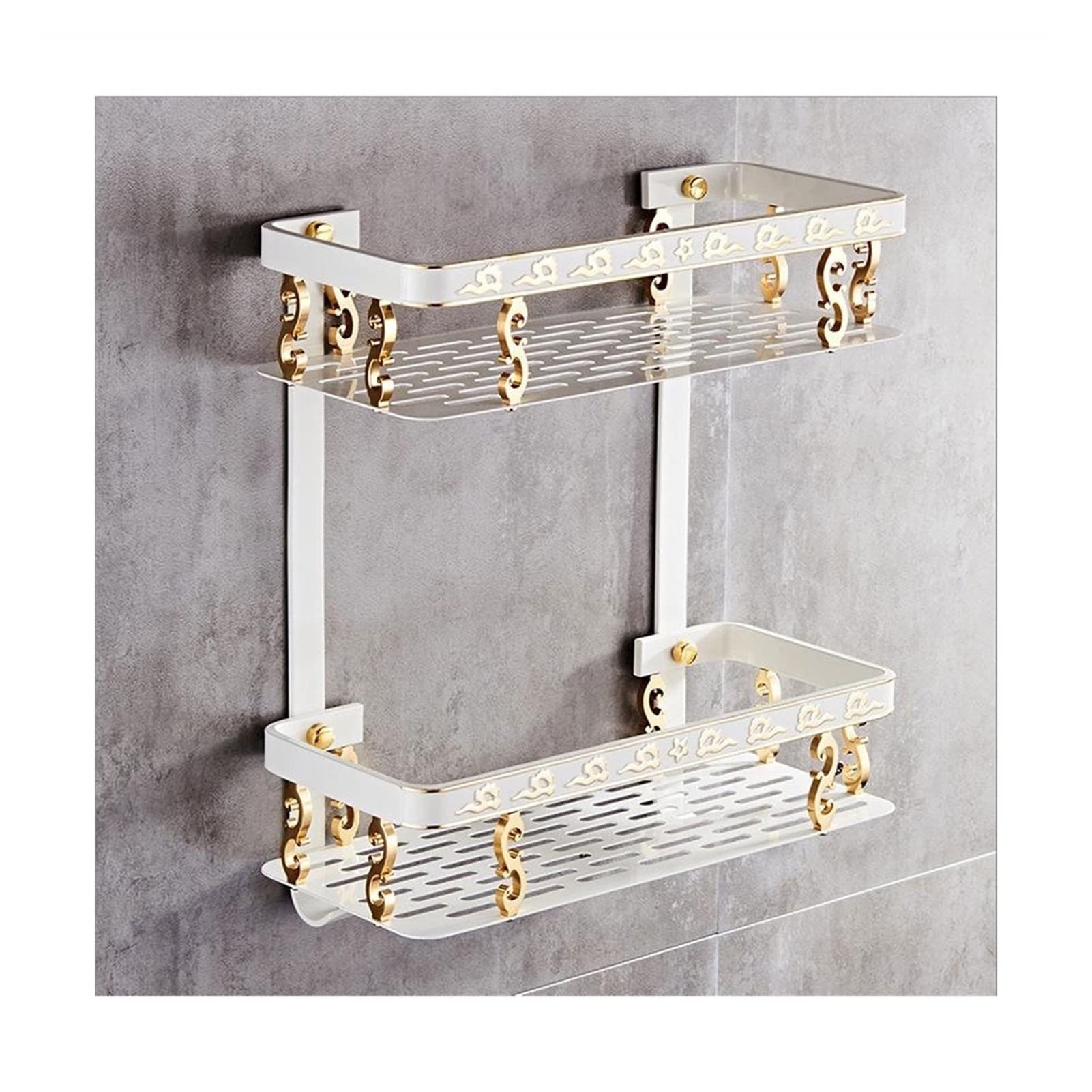 GLigeT Bathroom Organiser Bathroom Shelf Corner Basket Gold Shower Caddy for Shampoo Soap Hair Dryer Holder Triangle Shelves