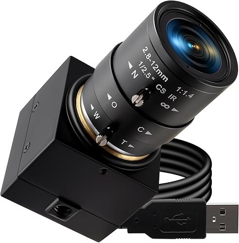 Cámara USB con zoom manual con lente CS de 0.110-0.472 in, cámara web H.264 1080P 30fps, visión con poca luz y quemadura de luz láser, compatible
