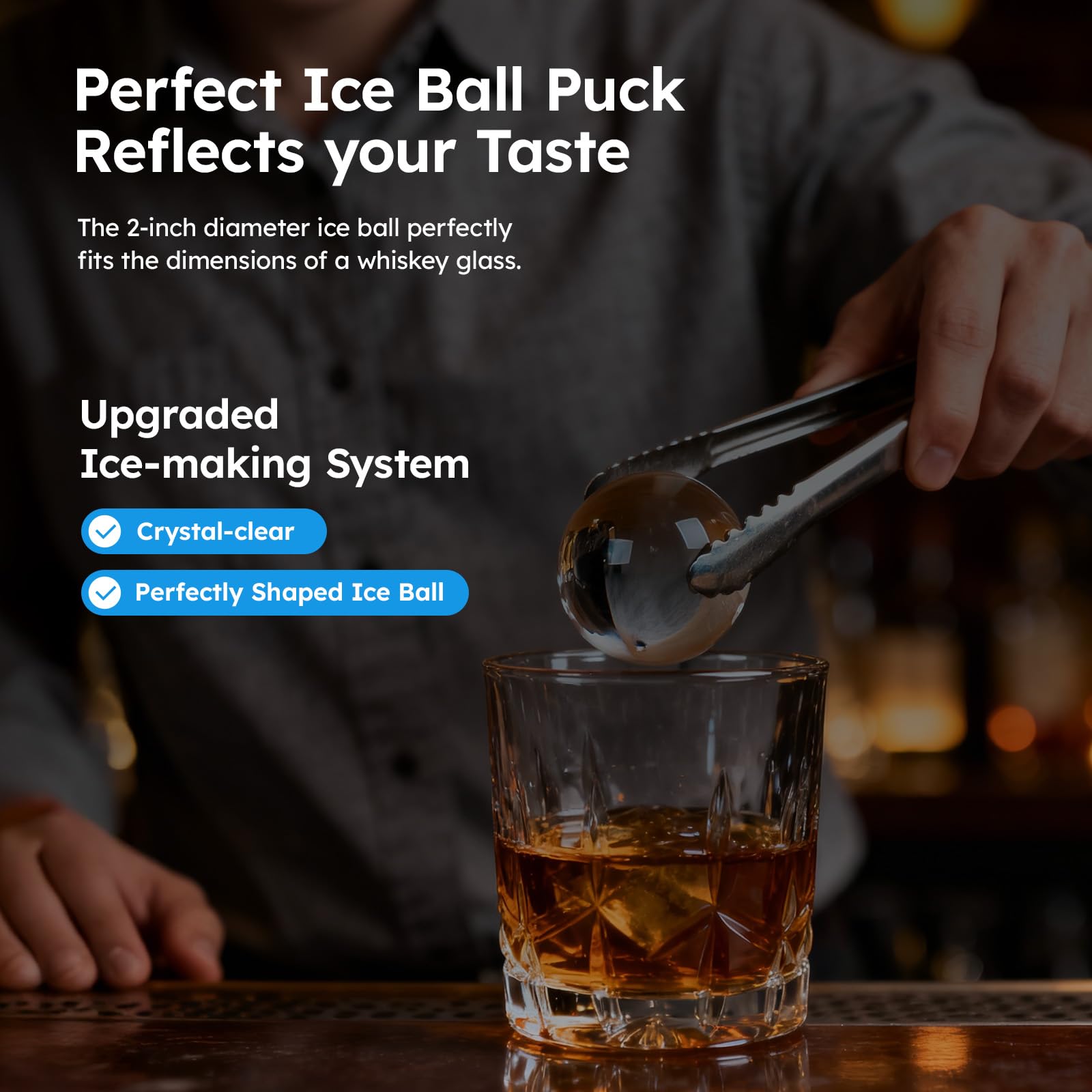 2'' Clear Ice Ball Maker Machine,100 Pcs/Day,Sphere Ice Maker With Automatic Cleaning,Crystal-Clear & Slow-Melting Ice Spheres For Cocktails & Whiskey on Fridge.com - View 2