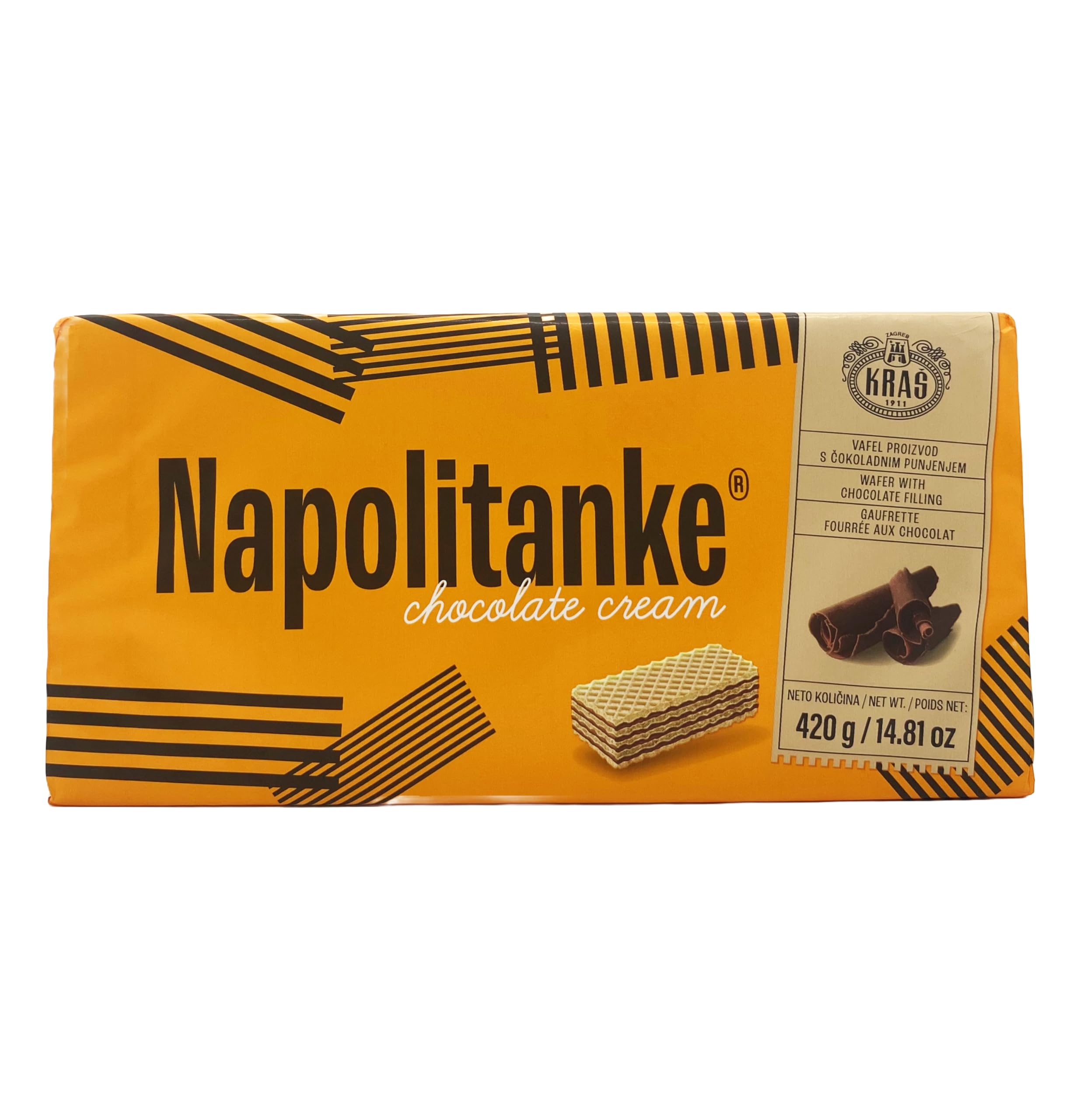 NAPOLITANKE KRAS Gaufrettes Premium - Biscuits Gaufrettes Premium avec Délicieux Remplissages de Lait, Crème au Chocolat, Noisette - Plusieurs Tailles (420 G CHOCOLATE & CREAM, 4 PCS)