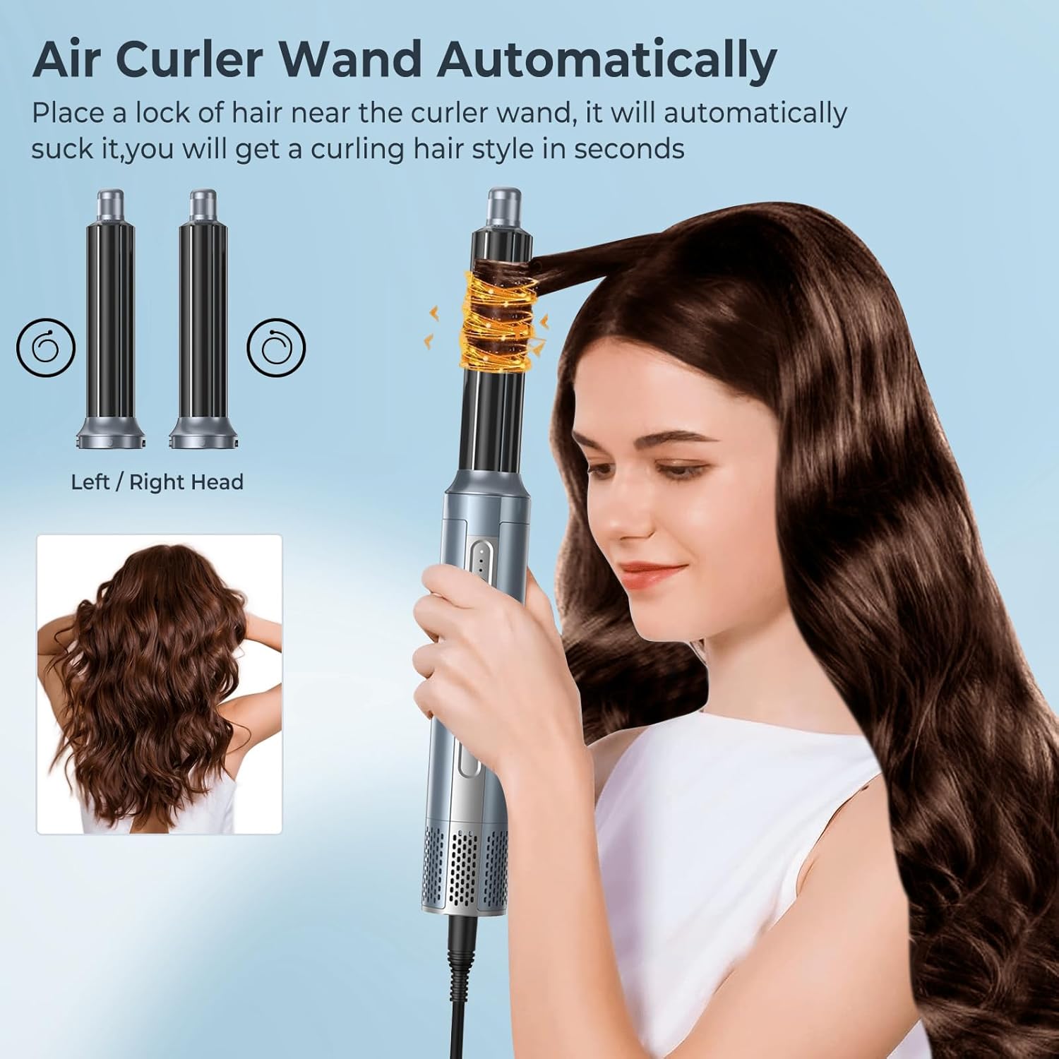 Hair Dryer Brush,Blow Dryer Brush with Attachments,110000 RPM Curly Twist 6 in 1 Air Style, Professional Ionic Hair Styling Tool, Left & Right Air Curler, Volumizer