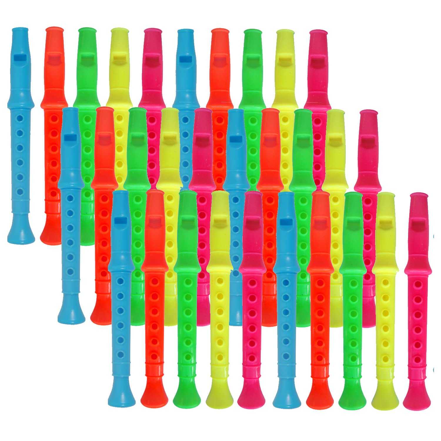 HENBRANDT Children's Plastic Recorder/Penny Whistle Assorted Colours (Pack of 30)