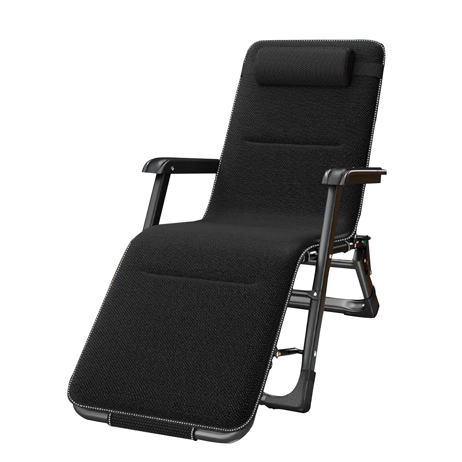 Chaise de camping pliante inclinable avec oreiller et bras ergonomiques