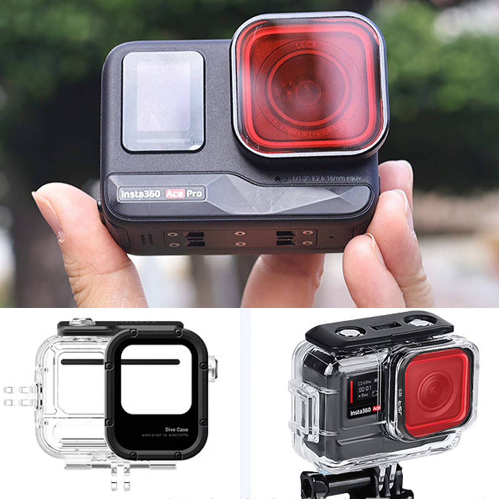 Filtre de plongée Rose/Rouge/Violet sous-Marin Filtre Protection d'objectif Filtres étanches Accessoires pour Insta360 Ace Pro 2/Insta360 Ace Pro (3PCS)