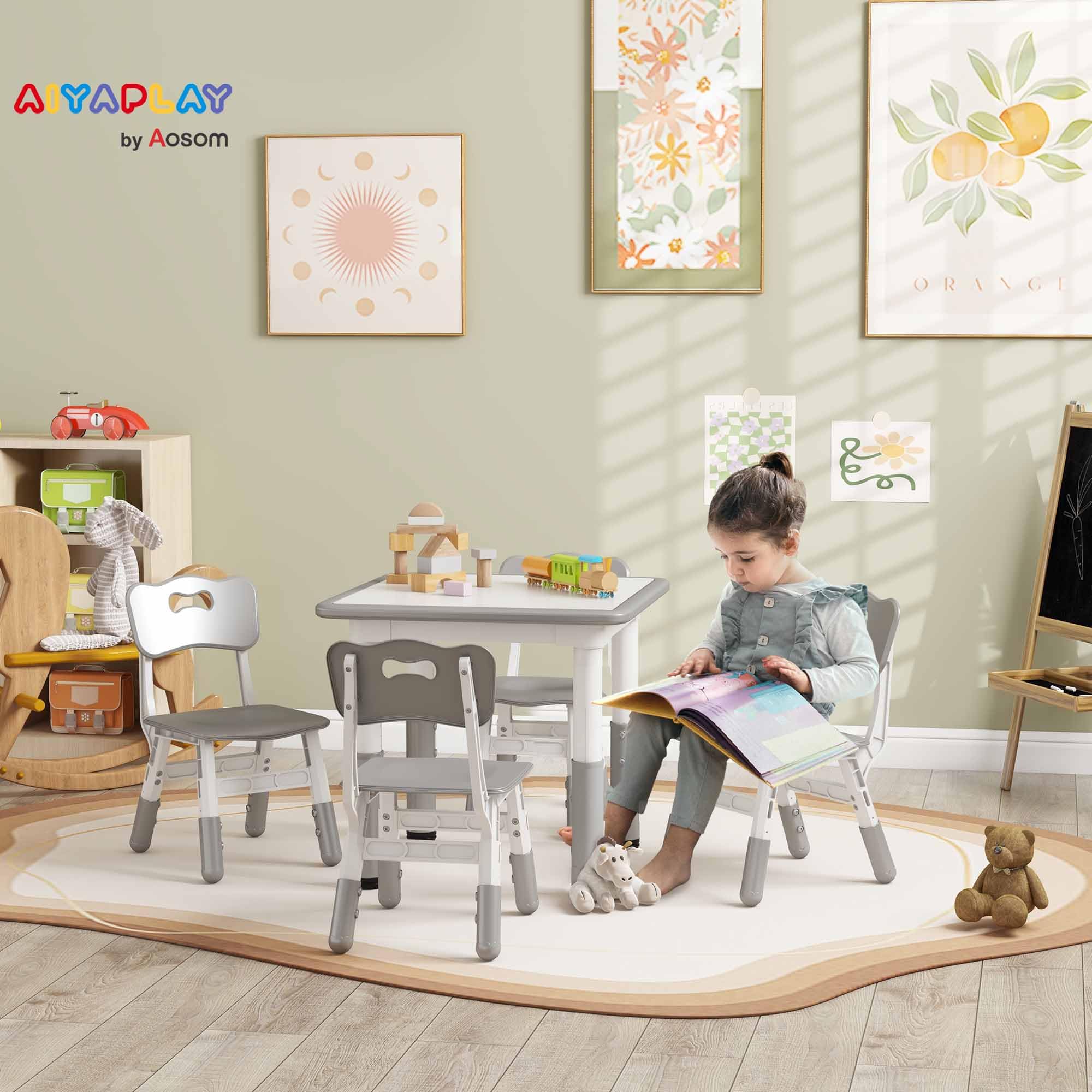 AIYAPLAY Ensemble Table et chaises pour Enfants Hauteur réglable Gris