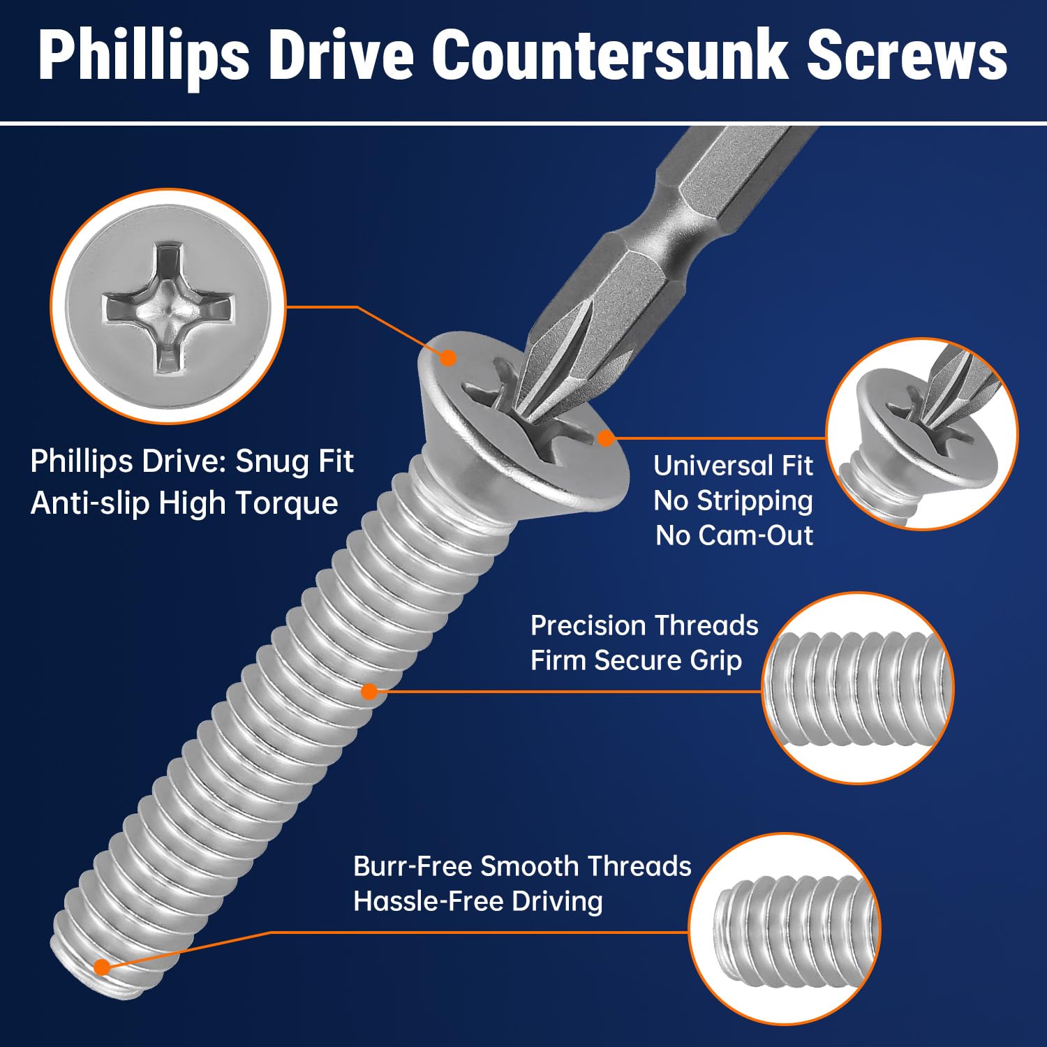 Stainless Steel Machine Screws - 8-32 x 1/2" -3