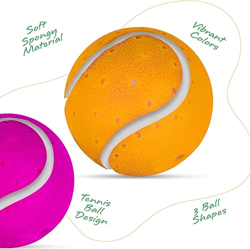 Miniatura 6 de ArtCreativity Pelotas de tenis, juguetes de salpicaduras de agua, juego de 3, juguete de baño esponjoso para niños, colores vibrantes con 3 diseños