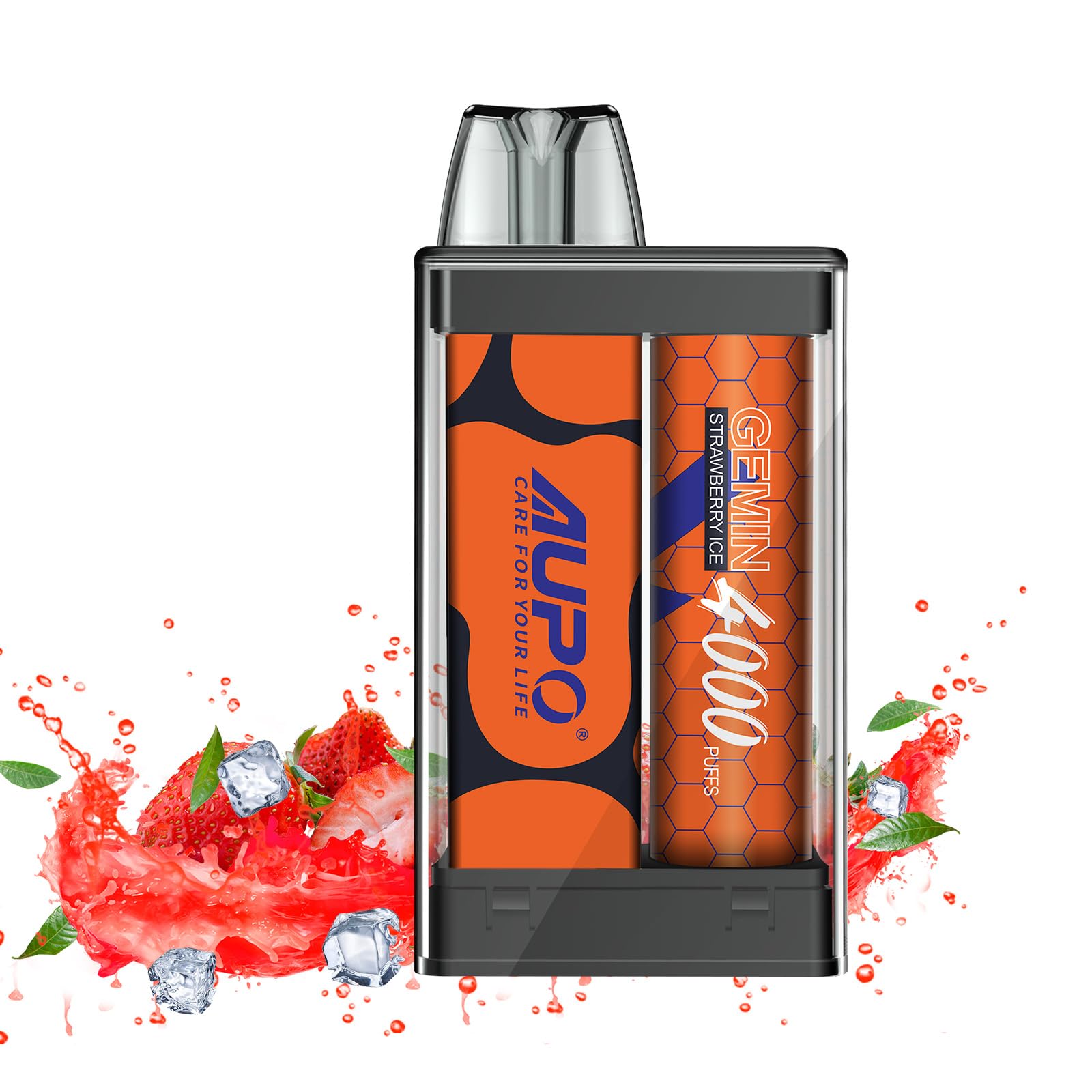AUPO Vape Disposable 4000 puffs High Quality Portable Disposable Disposable E-Cig Nicotine Free E-Cigarette, E-Shisha- 650mAh Battery, Rechargeable, Variety of Fruit Flavours (Strawberry ice)