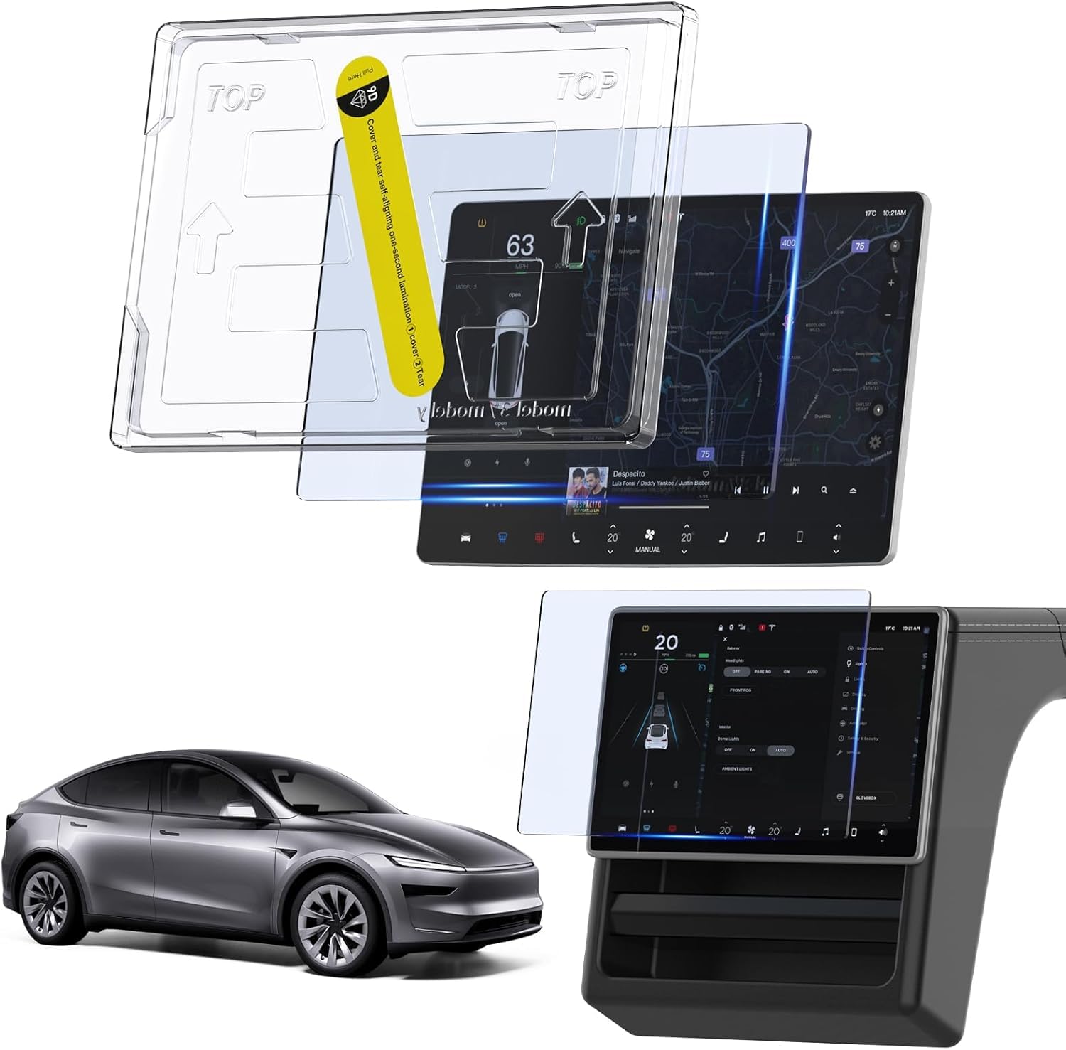 Photo 1 of danliar 3-in-1 (16") for Tesla Model Y Accessories 2026 Juniper Screen Protector [No Glare & Fingerprint] for 16 Inch Model Y Juniper Premium & Performance - 9H Tempered Glass with Alignment Kit, Matte