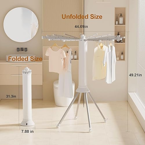 Miniatura 7 de Tendedero de Ropa de Cuatro Patas, Portátil y Plegable que Ahorra Espacio, Tendedero de Secado de Ropa para Exteriores Plegable con 4 Poleas y 16