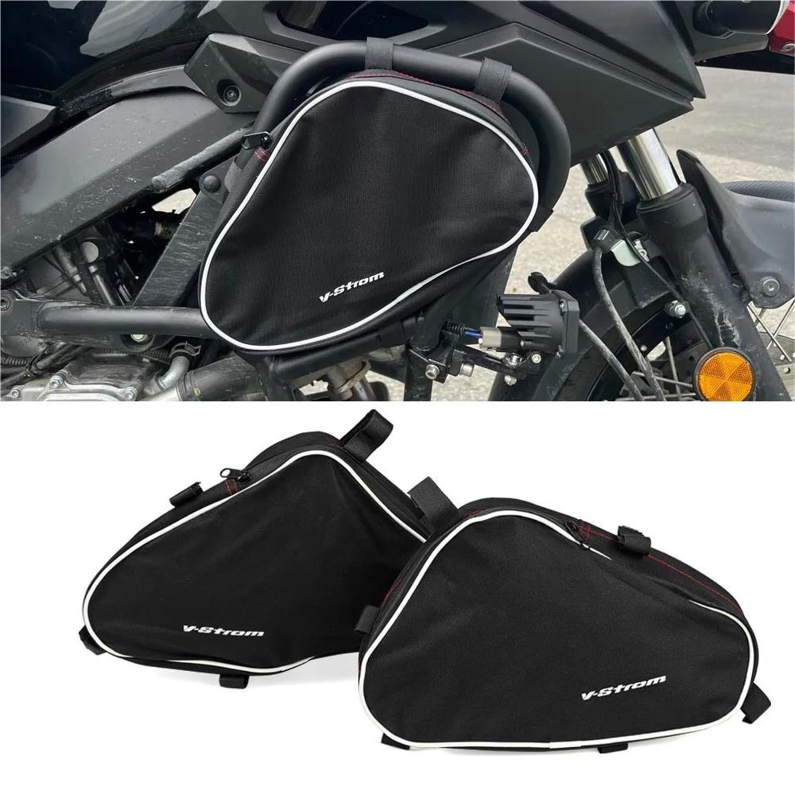 Bolsa para Defensas Motocicleta para Suzuki V-Strom DL650 DL1000 V-Strom 650 1000 Bolsa Herramientas Reparación Bolsa Almacenamiento El Chasis Bolsas de Cuero y alforjas