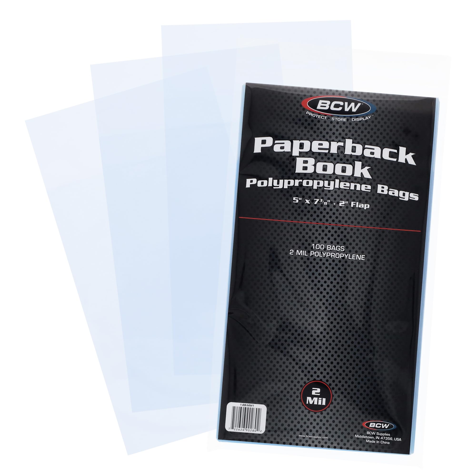 BCW Paperback Book Bags - 100-Pack | 5 x 7 3/8 Inches | Crystal Clear Polypropylene, Acid-Free Protection for Pocket Paperbacks | Book Covers for Paperbacks