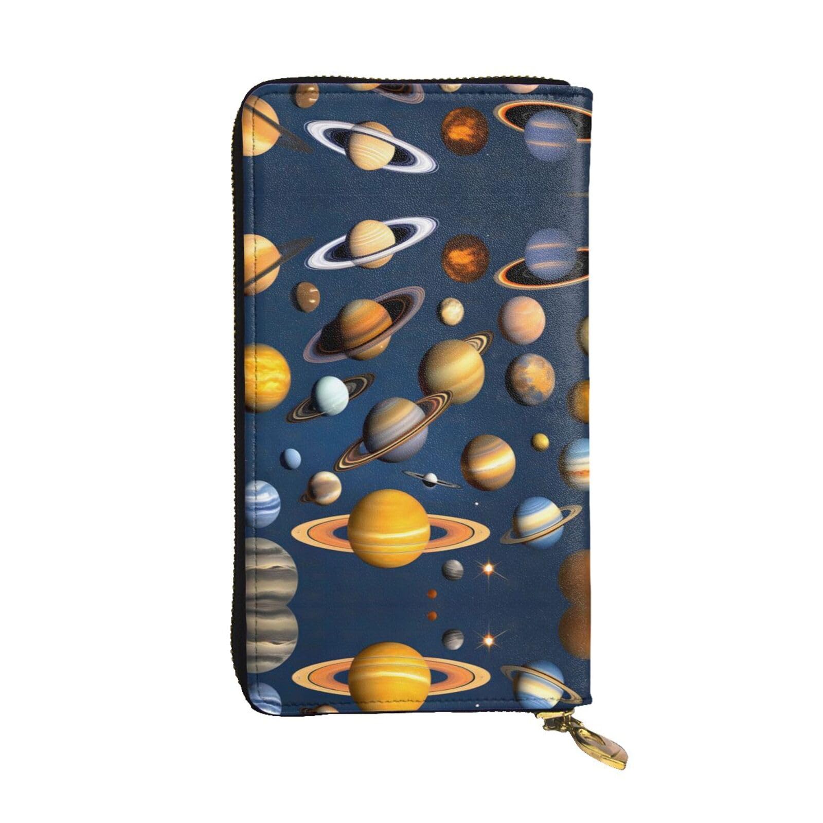 HerYng Solar System Planets Long Zip Clutch Wallet - Unisex Phone Case with Credit Card Slots, Coin Compartment, Cash Slot