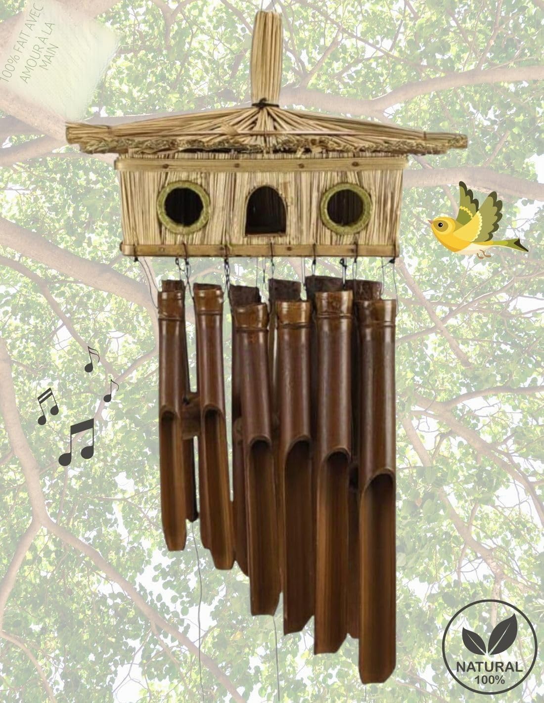 2 pièces) lumières solaires de carillon de vent d'oiseau de flamme, appropriées aux jardins de
