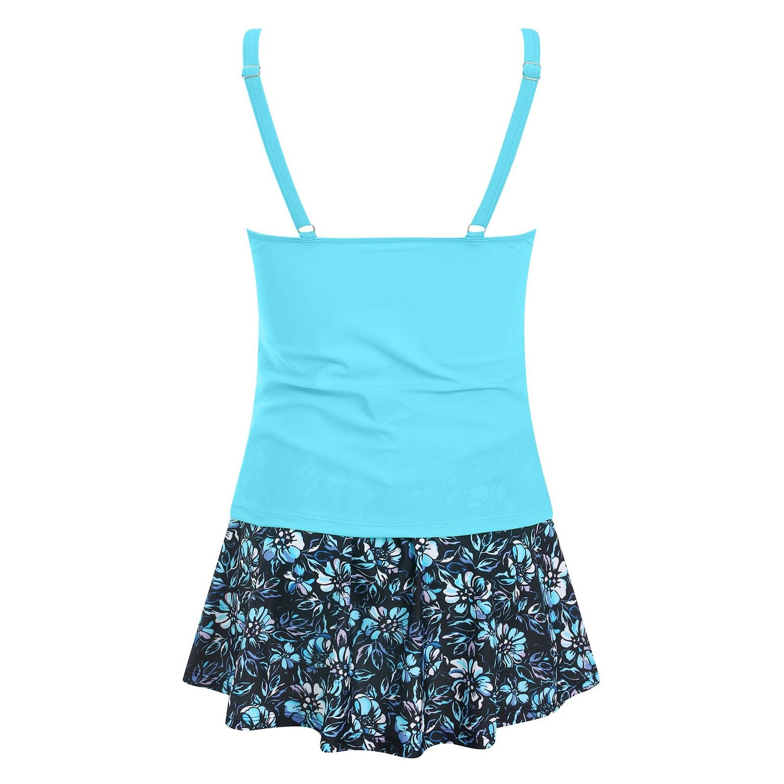 Bañadores Mujer 2 Piezas Tankini Bañadores con Falda Elegantes Control de Barriga Cintura Alta Push Up Bañador Mujer Reductor Barriga para Playa Piscina Fiestas Verano Vacaciones