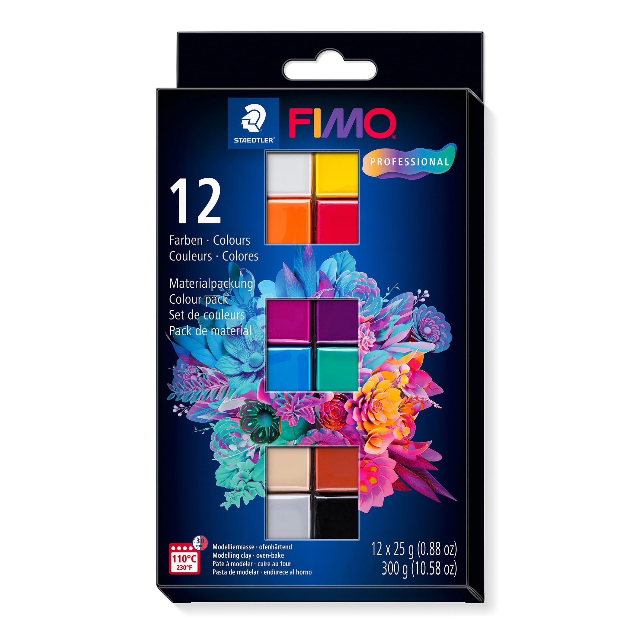FIMO Professional Oven-Bake Polymer Clay -12 Colors, 0.88 oz Blocks - Modeling Clay for Jewelry, Sculpting, and Art