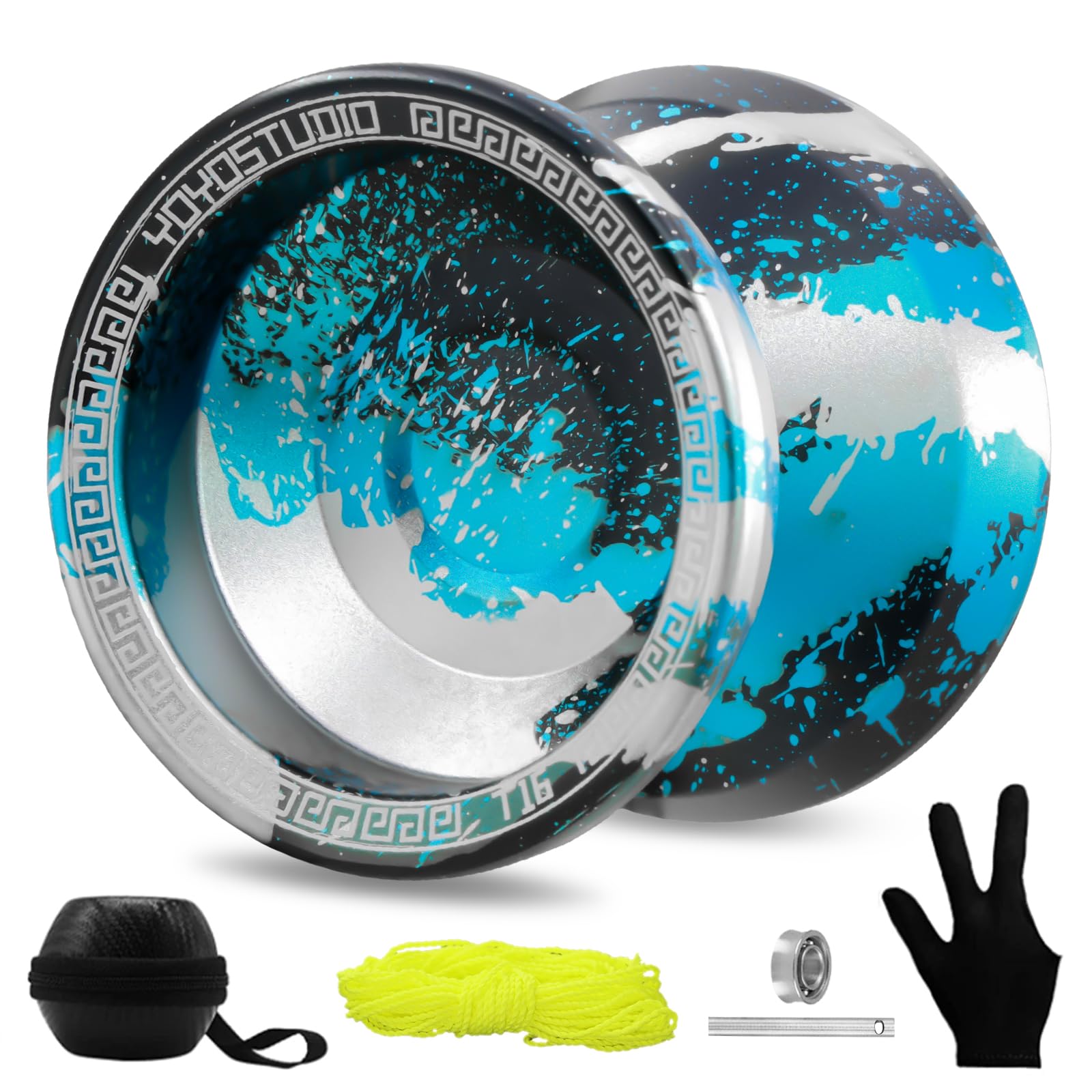 YOYOSTUDIO T16 Metal Professional Yoyo - Beginner to Advanced Dual Function Responsive/Unresponsive Trick Yoyo for Kids 8-12 & Adults - Complete Kit