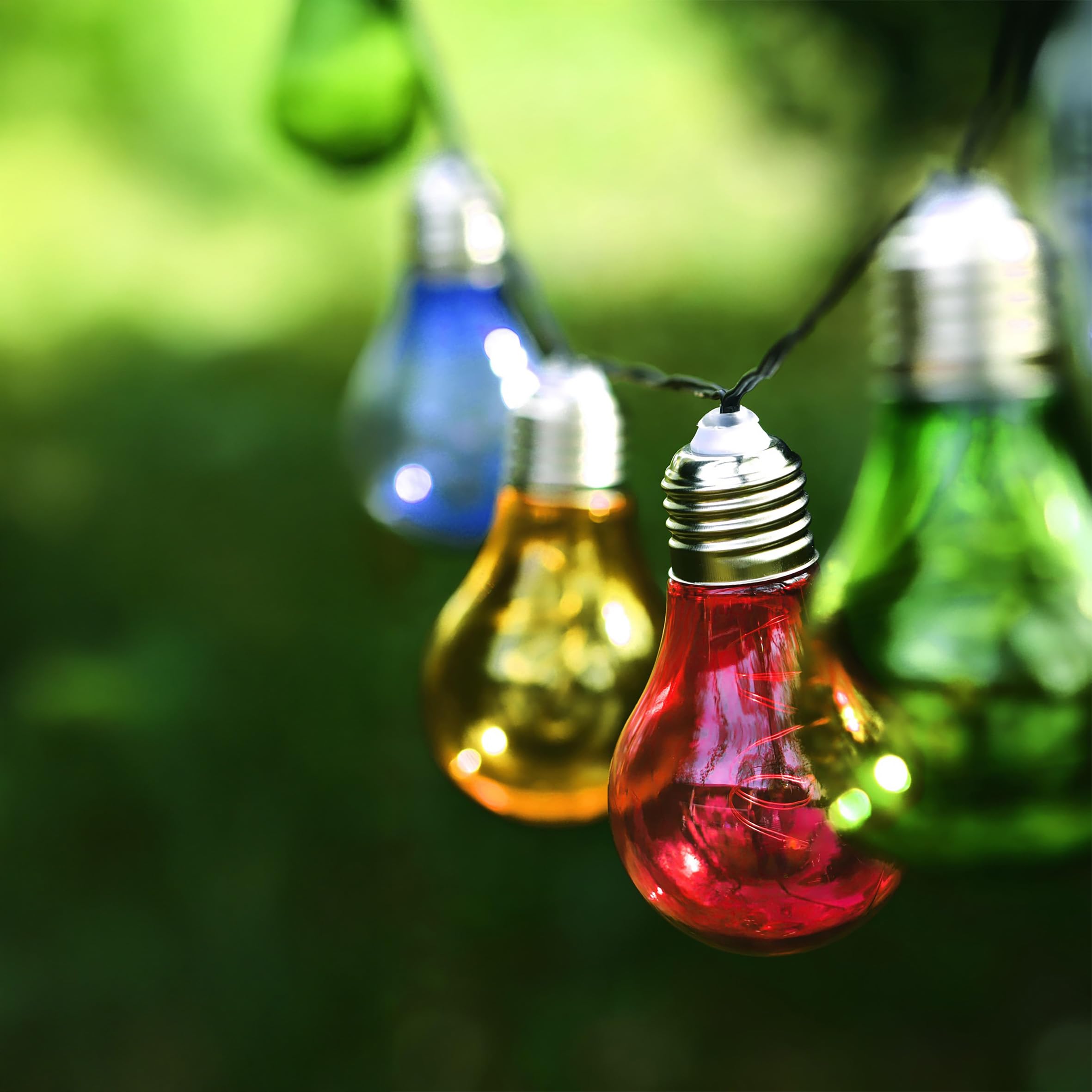 Spetebo Catena luminosa colorata per feste – Catena luminosa a energia solare con 10 lanterne da giardino colorate – Illuminazione per feste all'aperto 10 LED gazebo decorazione illuminazione