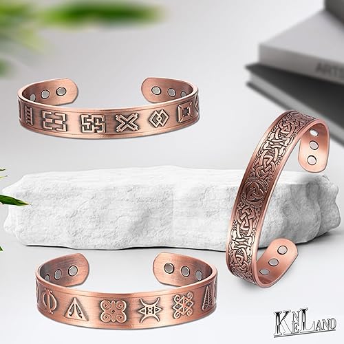 Miniatura 8 de Pulsera de cobre para hombres, pulseras de cobre para mujeres, 99.9% de cobre puro, brazalete magnético con 6 imanes de 3500 Gauss, pulseras