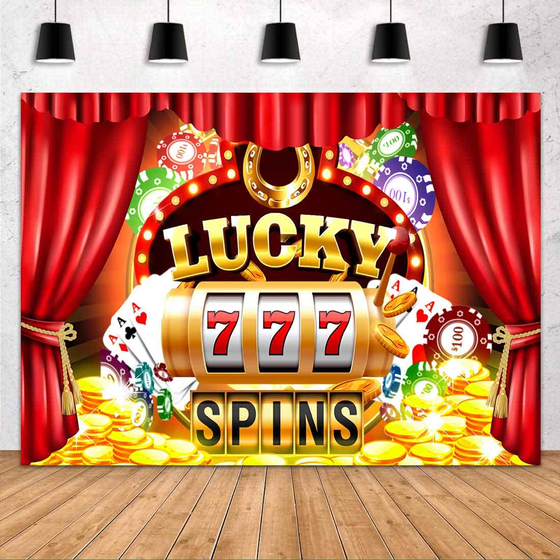 Lucky 777 Party Backdrop Casino Chips Gold Coins Photography...