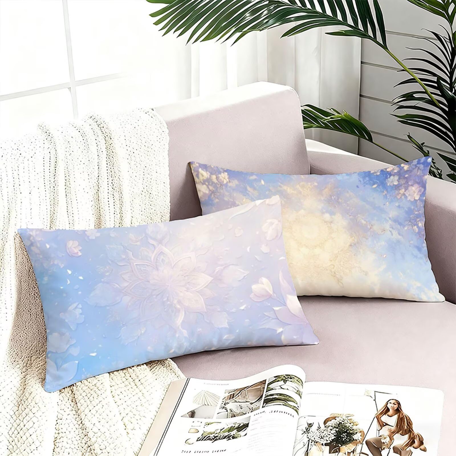 Poszewki na poduszki 70 x 90 cm kolor pomarańczowy poszewka na poduszkę niebieska poszewka na poduszkę pościel poszewka na poduszkę na sofę zestaw 2 nadruków dwustronny miękki wygodny zmywalny do